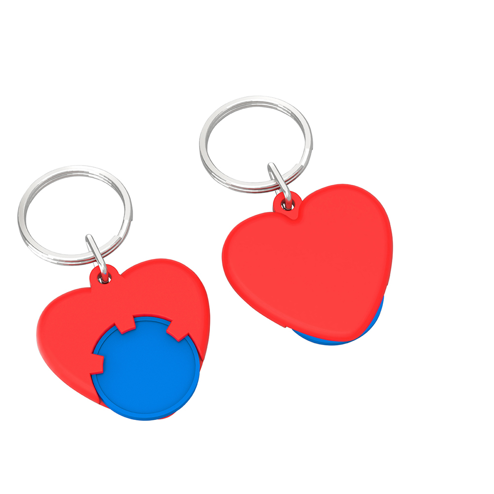 Chiphalter mit 1€-Chip "Herz" - blau/rot
