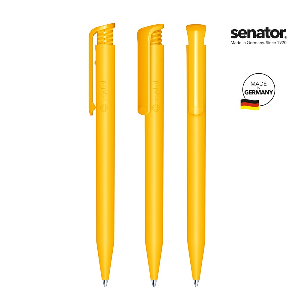 senator® Super Hit Matt Recycled  Druckkugelschreiber - weiß/gelb 7408