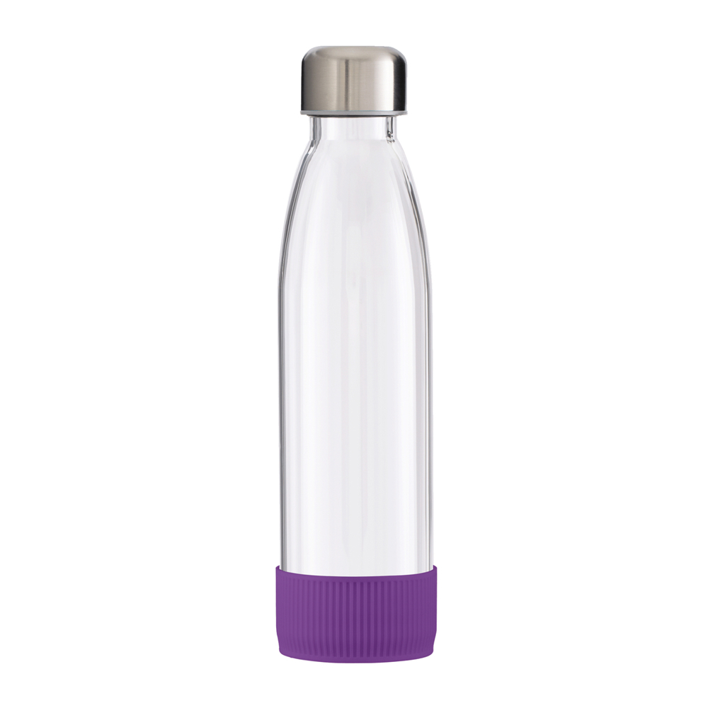 Trinkflasche GLASS - lila, silber, transparent