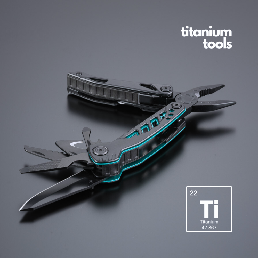 Optima stahl-multitool mit titanbeschichtung - türkis
