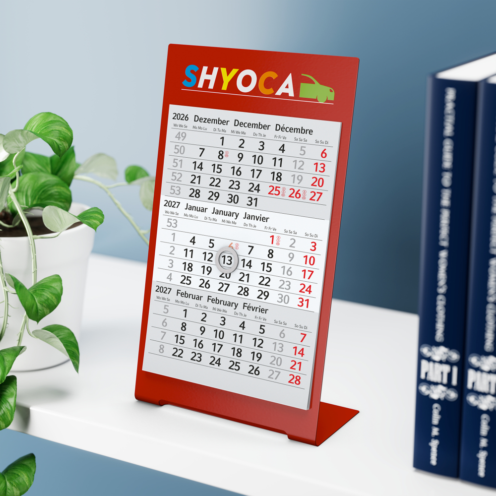 Tischkalender Desktop 3 Color, 2 Jahre, rot