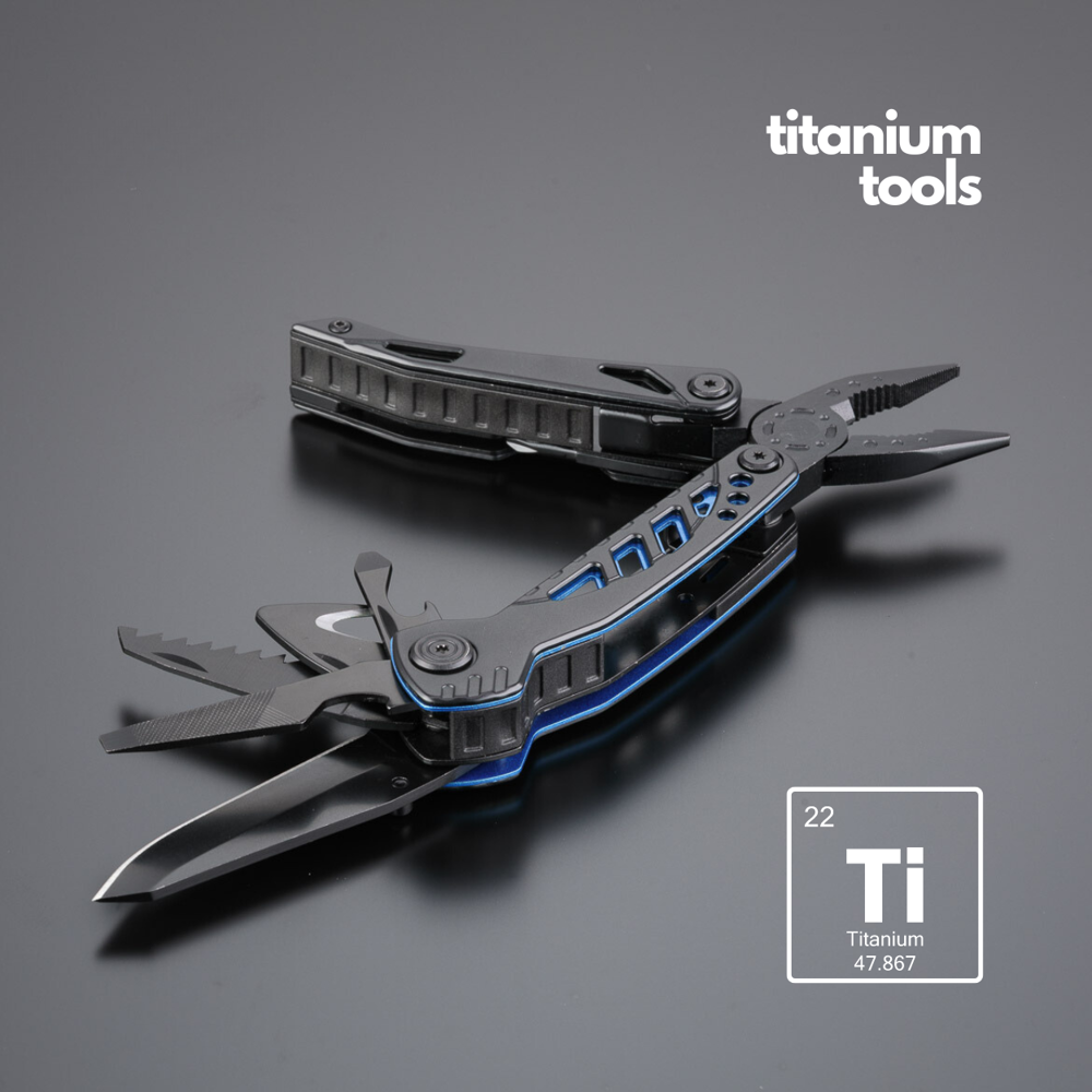 Optima stahl-multitool mit titanbeschichtung - blau