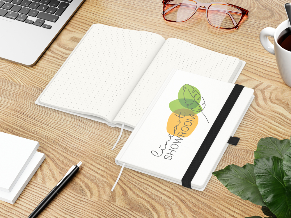 Notizbuch Match-Book RECYCLING, A5, Punktraster, Papier matt, schwarz