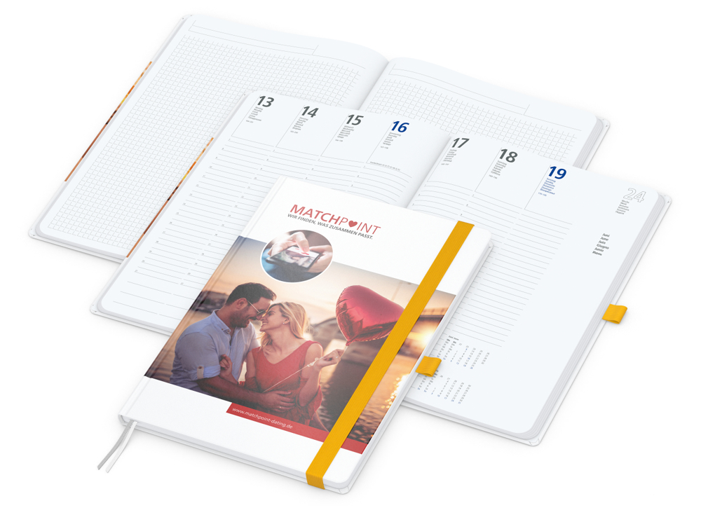 Wochenkalender vorne + Notizen hinten Match-Hybrid Papier-Hardcover