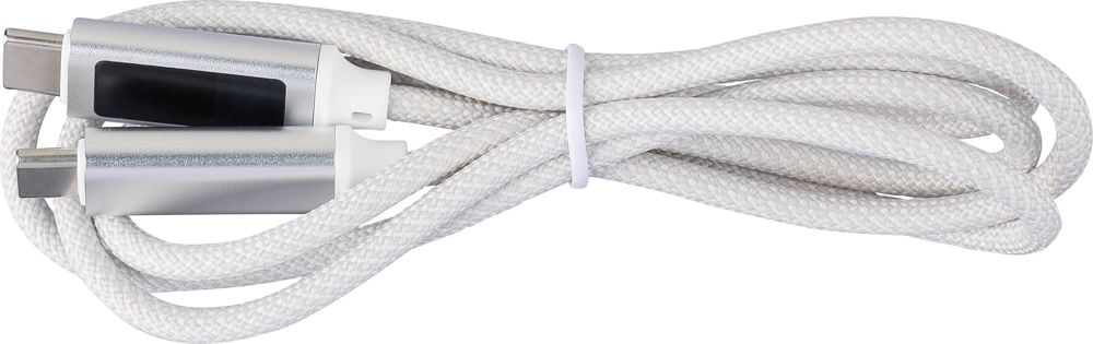 Ladekabel aus Nylongewebe 65W Claudia - hellgrau