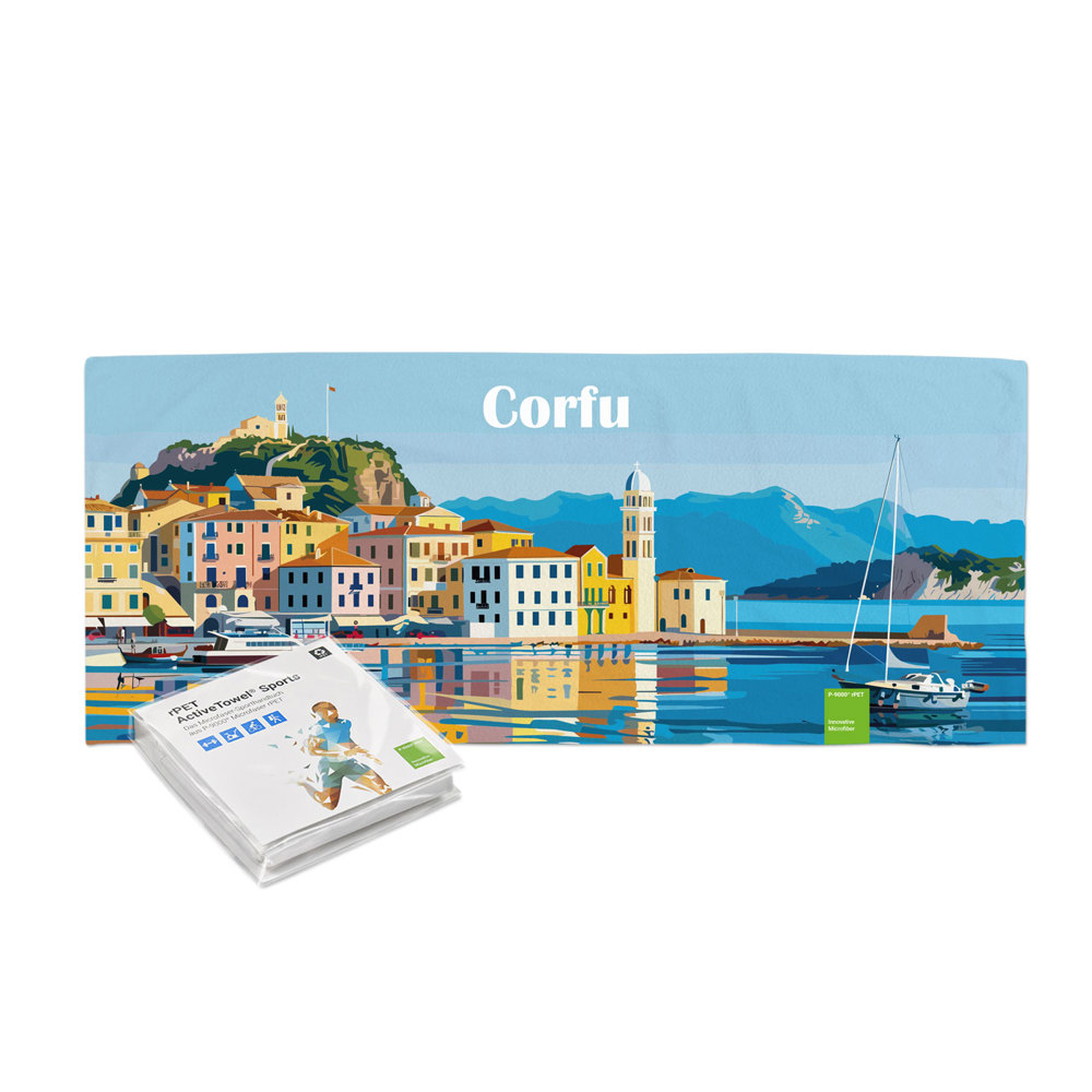 rPET ActiveTowel® Sports 100x40 cm im Polybeutel mit Standard Klappkarte, All-Inclusive-Paket
