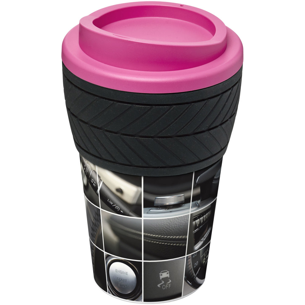 Brite-Americano® 350 ml Isolierbecher mit Schutzring Reifen-Design - magenta