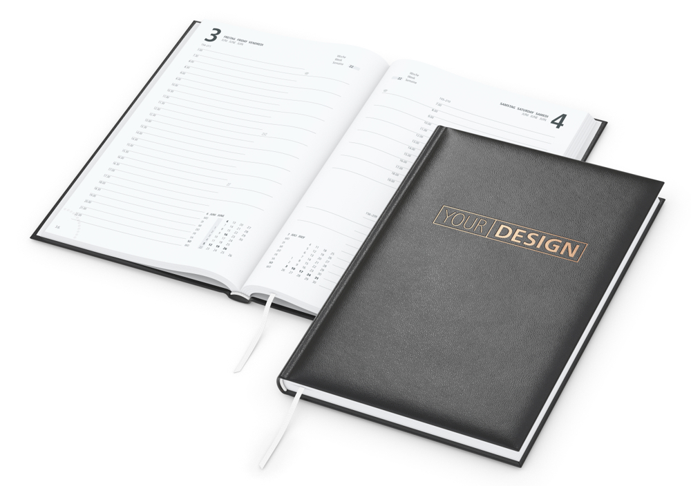 Tageskalender Basic, schwarz, Kupferprägung