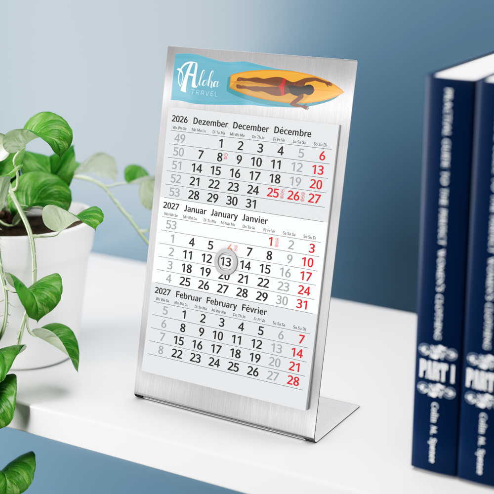 Tischkalender Desktop 3 Steel, 2 Jahre