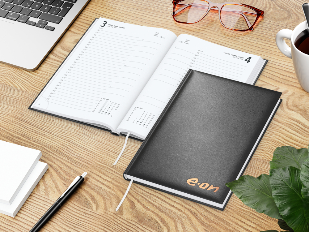 Tageskalender Basic, schwarz, Kupferprägung