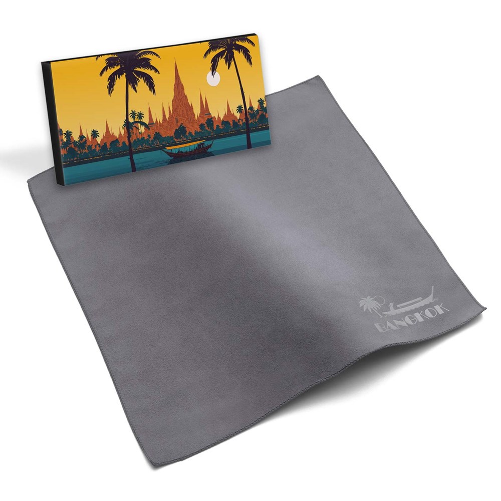 Microfaser-Prägetuch, 30x30 cm, All-Inclusive-Paket - grau