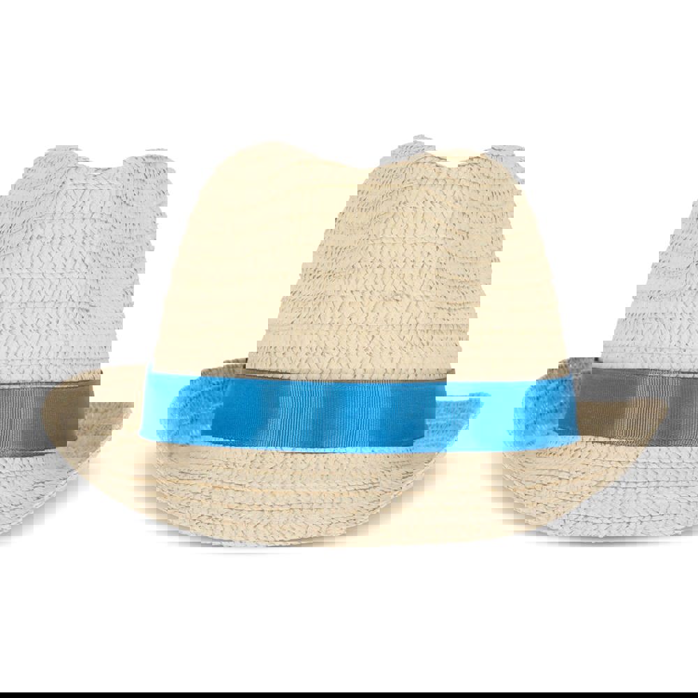 Pflanzlicher Strohhut mit farbigem Band