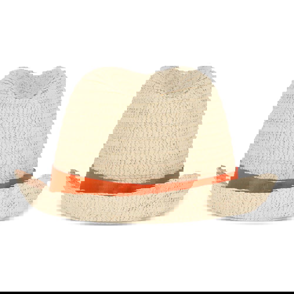 Pflanzlicher Strohhut mit farbigem Band