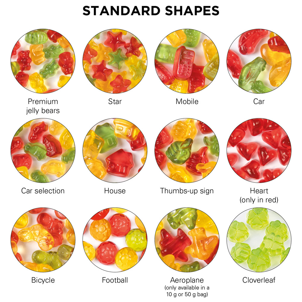 Fruchtgummi Tetraeder, Folie weiß, Trolli Fruchtgummi Auto-Mischung