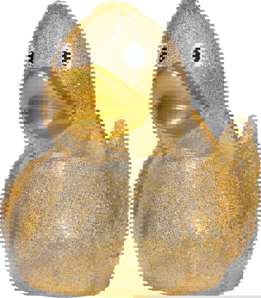 Quietsche-Ente, glitzer/gold, 7,5 cm