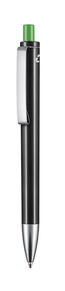 Kugelschreiber EXOS RECYCLED - schwarz recycled/Apfel-grün