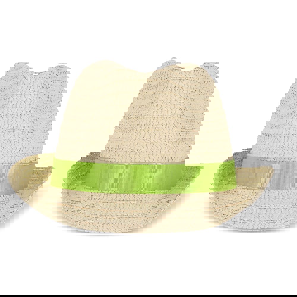 Pflanzlicher Strohhut mit farbigem Band