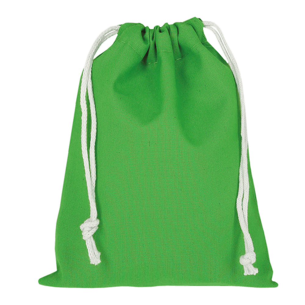 Baumwoll-Zuziehbeutel, OEKO-TEX®, 15 x 20 cm, ca. 140 g/m² - maigrün