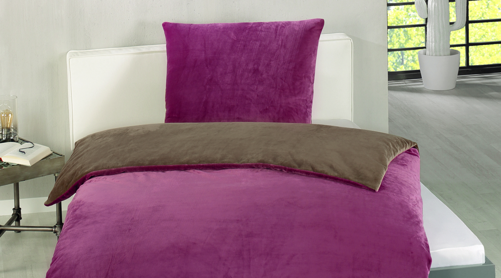 Wende Bettwäsche in Cashmere-Feeling - beere/taupe