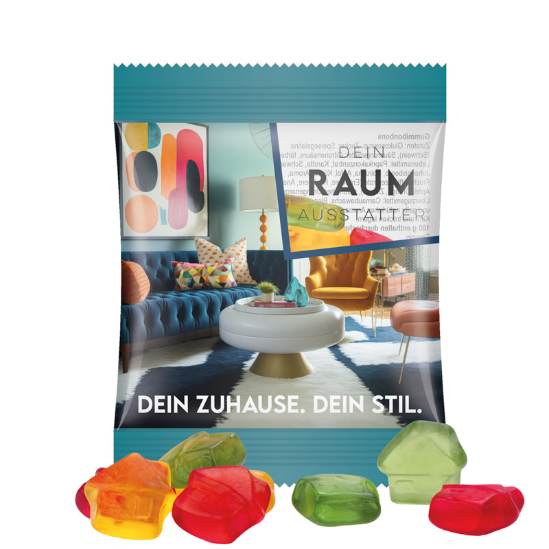 Minitüte 10 g, Folie transparent, Trolli Fruchtgummi Haus