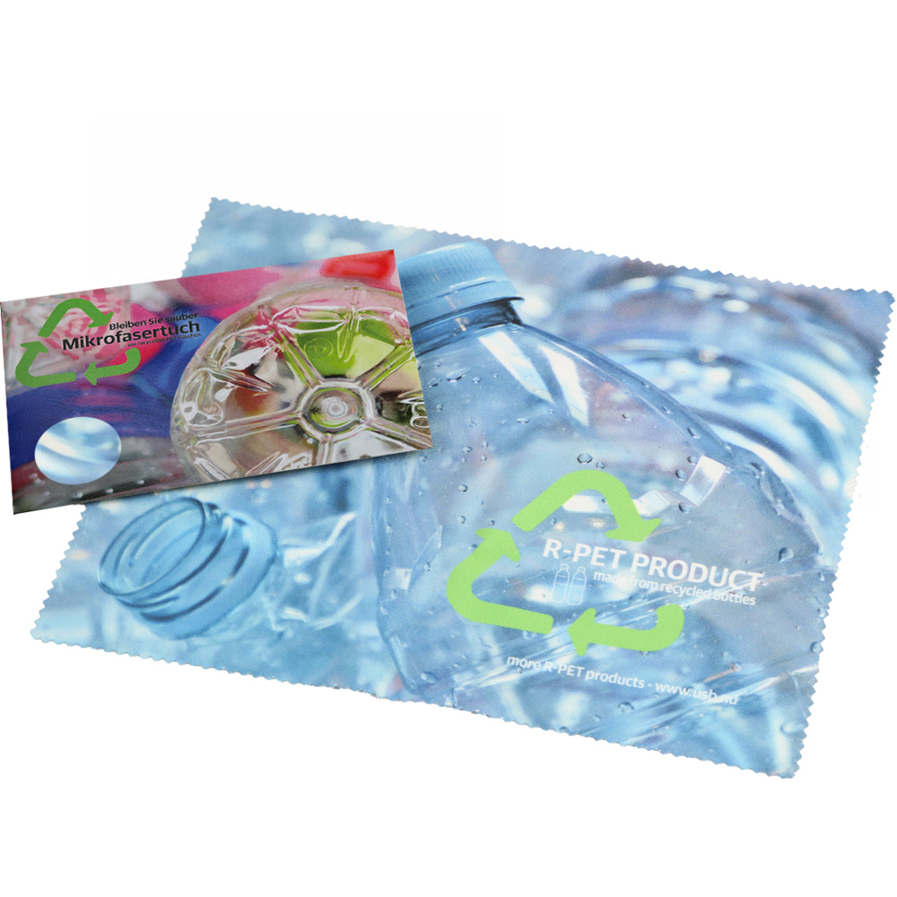 RPET Mikrofasertuch 250 g Fotodruck Format 15 x 18 cm Zickzack-Schnitt