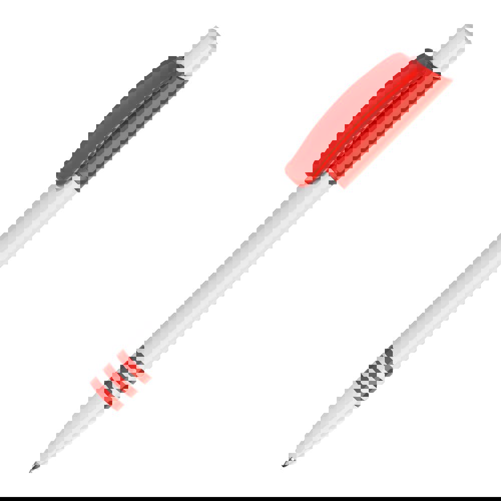 Kugelschreiber Tropic hardcolour - Weiss / Rot