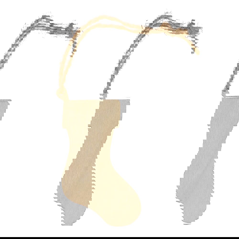 Strumpfförmiges Weihnachtsornament aus Holz