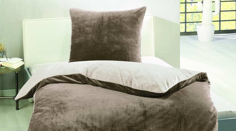 Wende Bettwäsche in Cashmere-Feeling - taupe/wollweiß