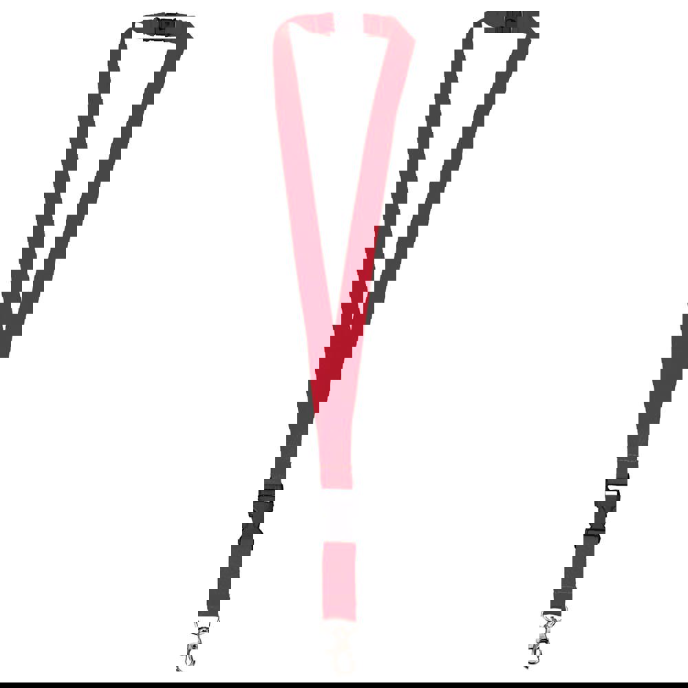 Polyester-Lanyard 20mm mit Schnalle und Haken - Red 485C