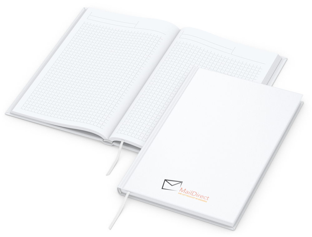 Notizbuch Note-Book EXPRESS Ecken spitz Hardcover matt-farbig - Weiß