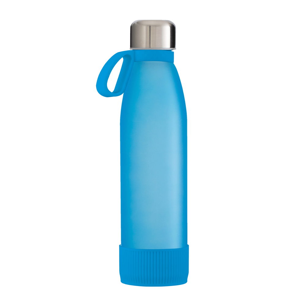 Trinkflasche GLASS - cyan, silber