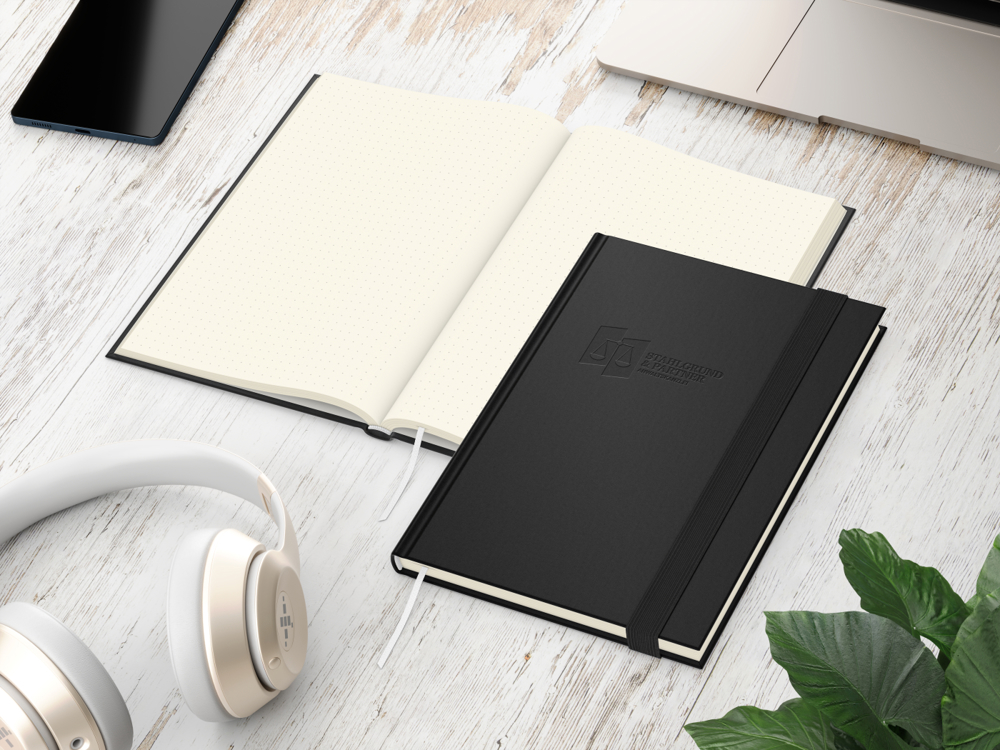 Notizbuch Visco-Book, Creme, Punktraster, schwarz, Blindprägung