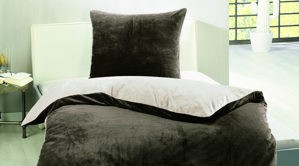 Wende Bettwäsche in Cashmere-Feeling - schokobraun/wollweiß