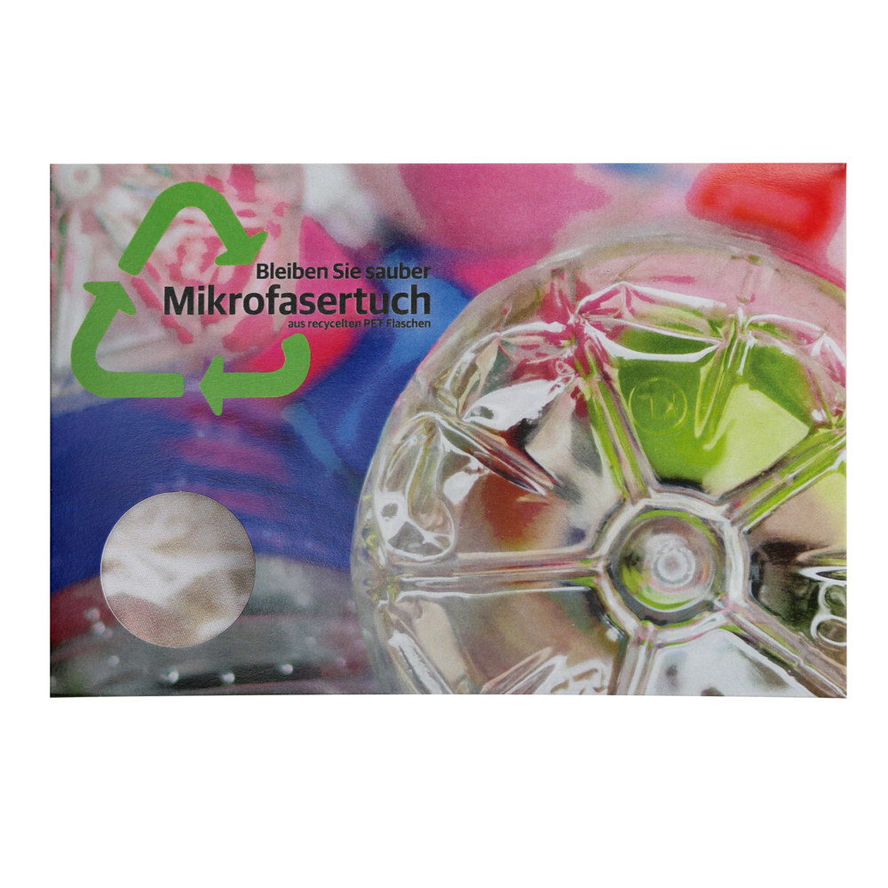 RPET Mikrofasertuch 250 g Fotodruck Format 15 x 18 cm Zickzack-Schnitt