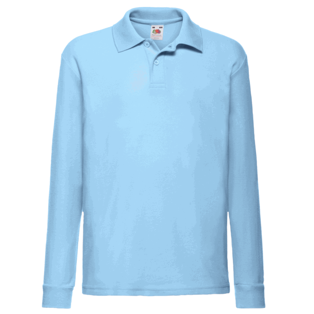 632010 - Kids Long Sleeve Polo - Pastellblau