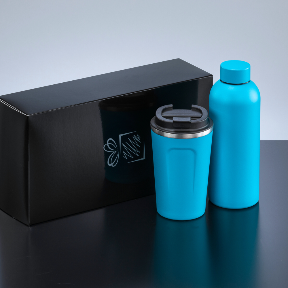 Nordic Set: Thermosflasche 500 ml & Thermobecher 350 ml - Türkis