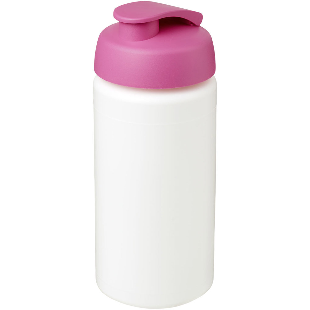 Baseline® Plus grip 500 ml Sportflasche mit Klappdeckel - weiss, rosa