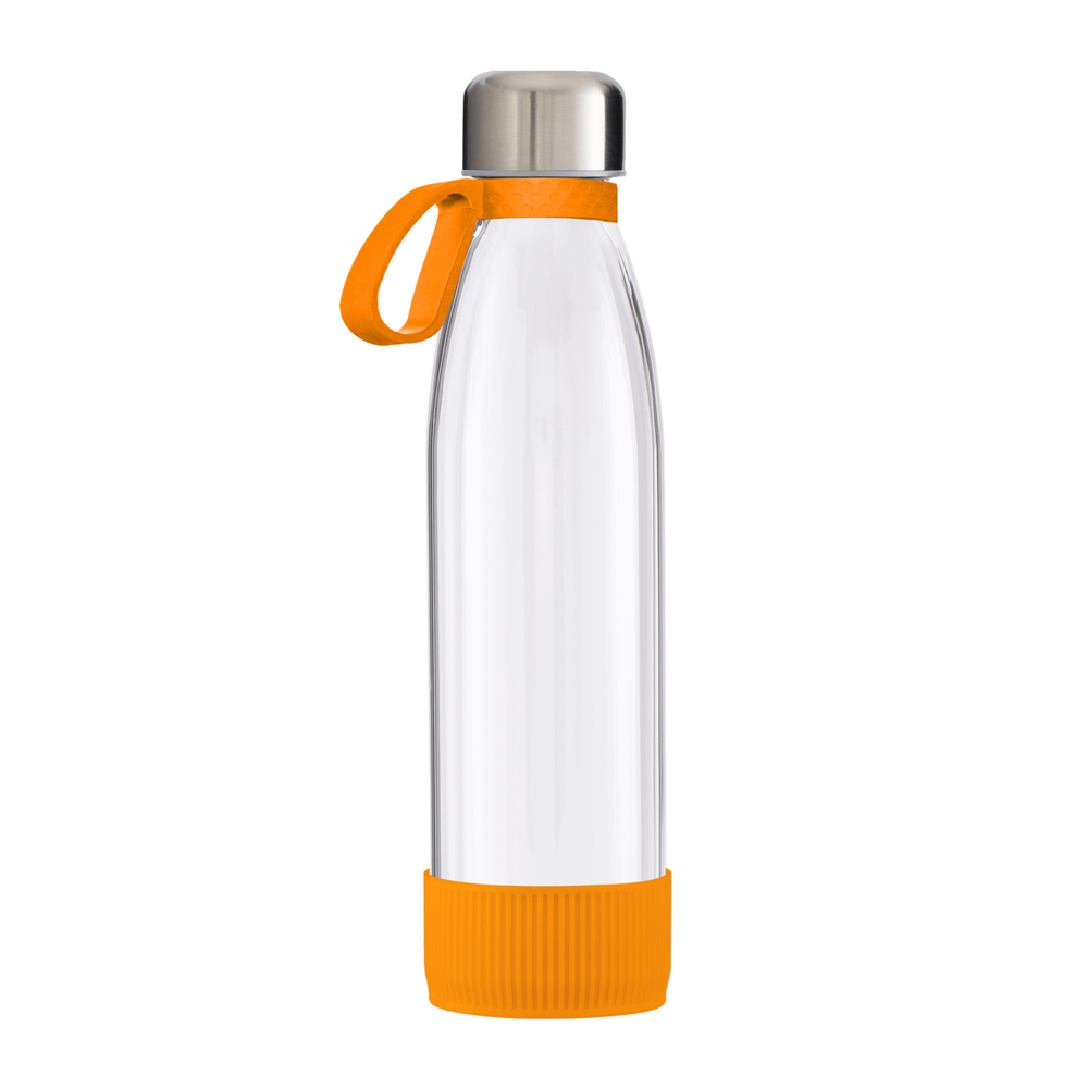 Trinkflasche GLASS - orange, silber, transparent