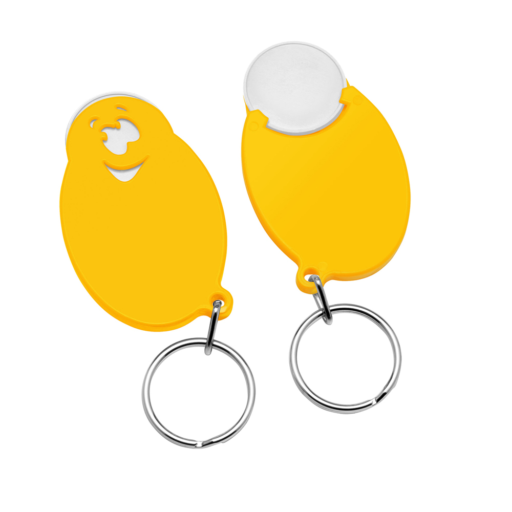 Chiphalter mit 1€-Chip "Gesicht" - weiß/gelb