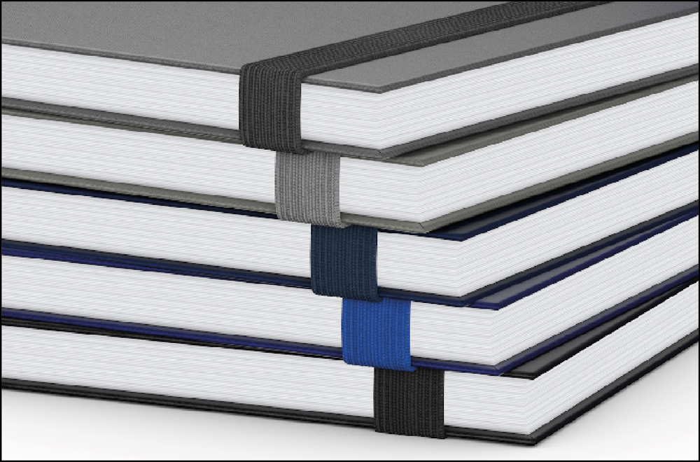 Notizbuch Visco-Book, Creme, Punktraster, grau, Goldprägung