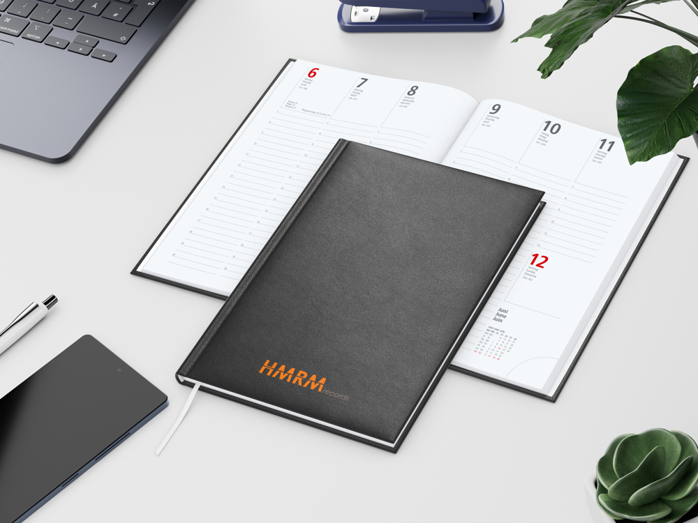 Wochenkalender Prestige, schwarz, Siebdruck-Digital