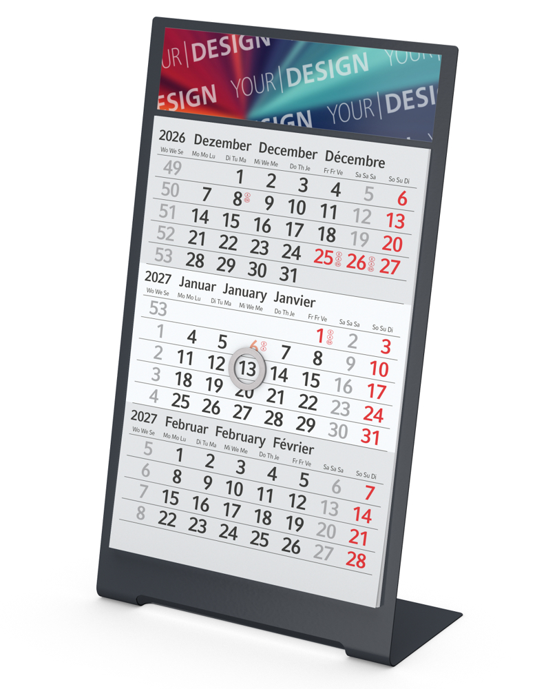 Tischkalender Desktop 3 Color, 2 Jahre, anthrazit
