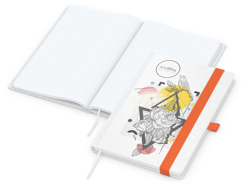 Notizbuch Match-Book Naturpapier-Hardcover individuell bedruckt - orange