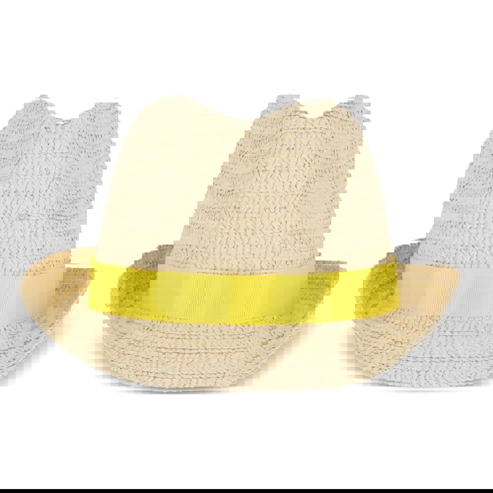 Pflanzlicher Strohhut mit farbigem Band