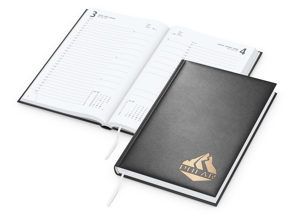Tageskalender Advance Mo.–So. je 1 Seite Kunstleder-Hardcover - schwarz