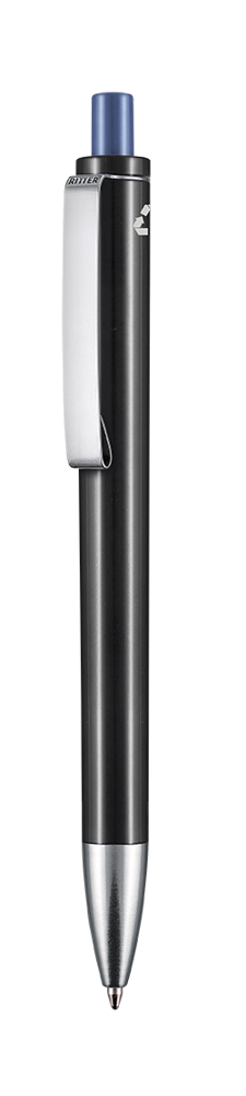 Kugelschreiber EXOS RECYCLED - schwarz recycled/azur-blau