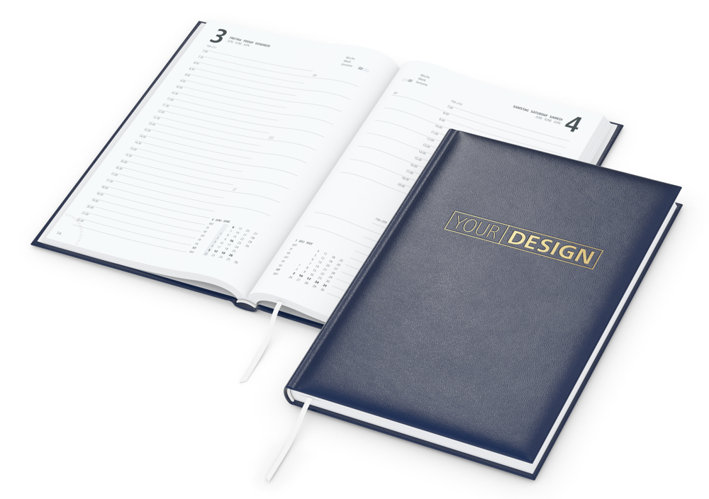 Tageskalender Basic, dunkelblau, Goldprägung