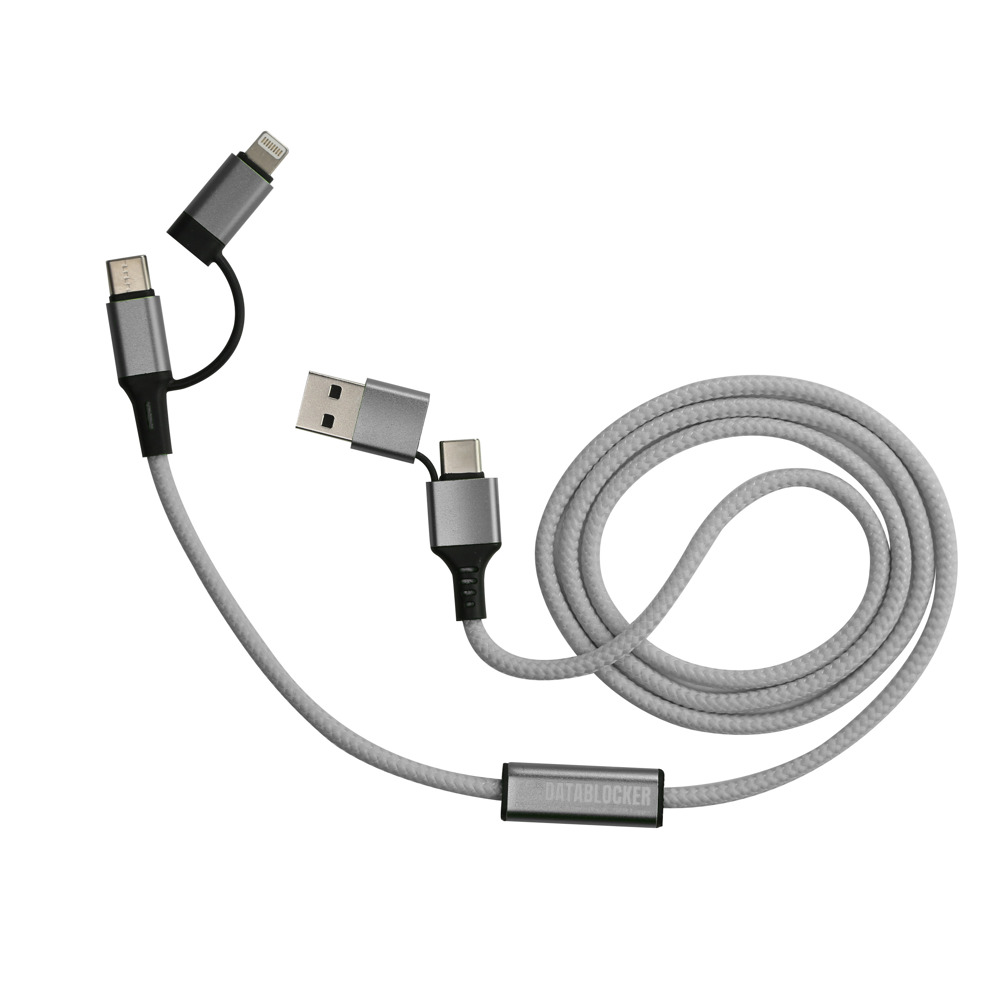 Datablocker XXL TEX-cable Ladekabel Fastcharge - silber gedeckt