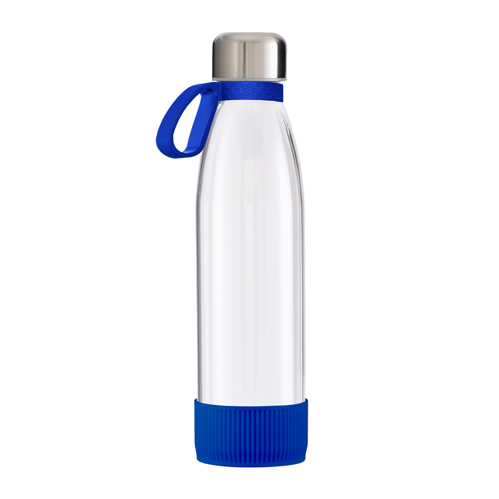 Trinkflasche GLASS - blau, silber, transparent