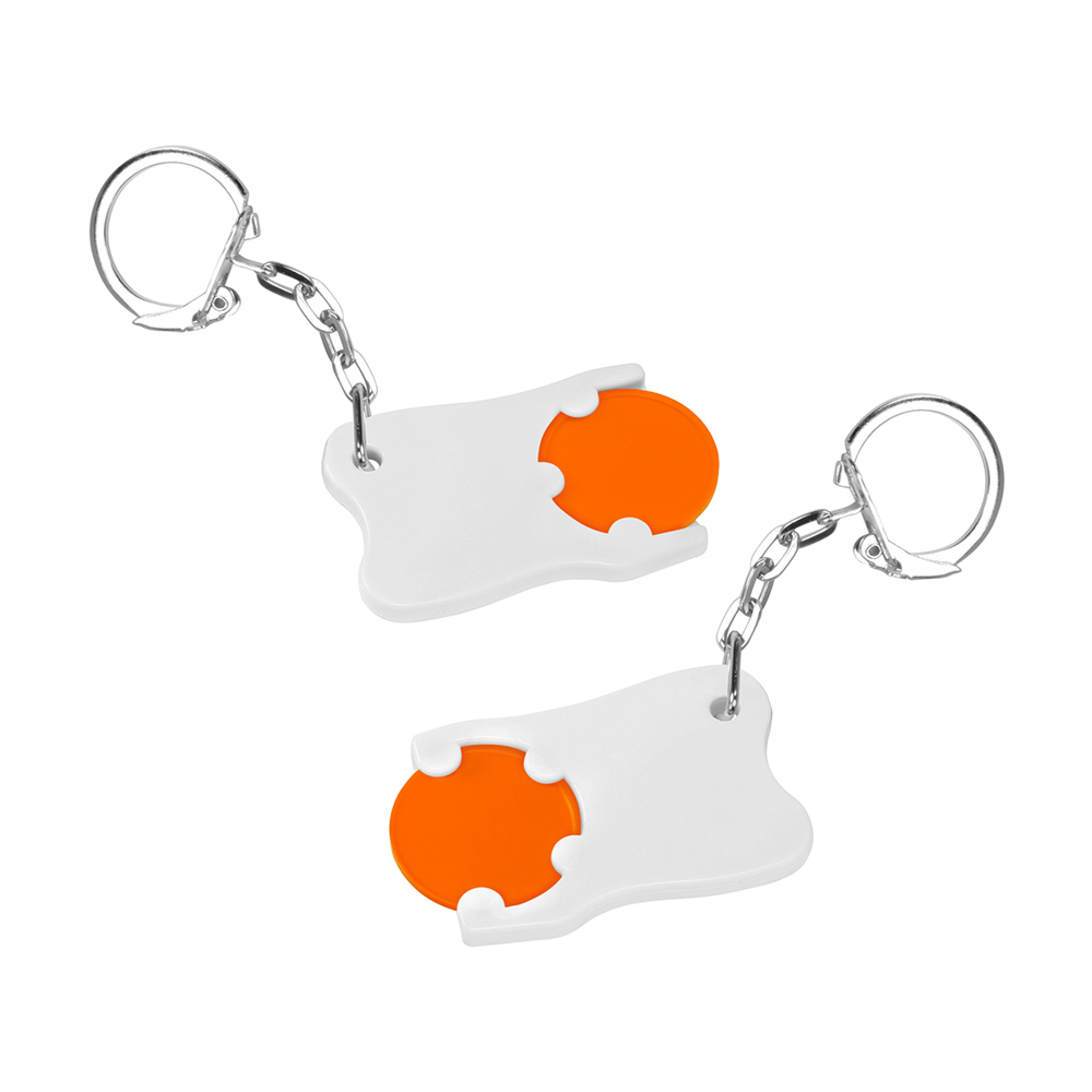 Chiphalter mit 1€-Chip "Zahn" - Orange/Weiß